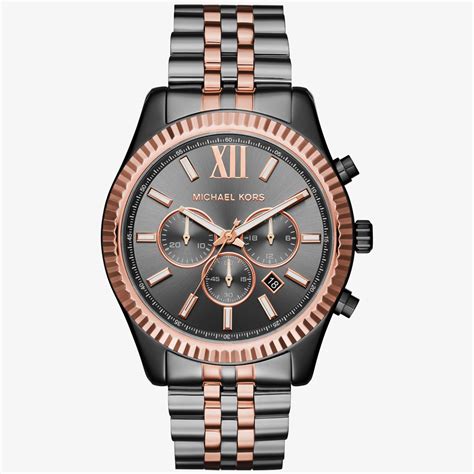 michael kors two tone watch oversized|michael kors lexington chronograph watch.